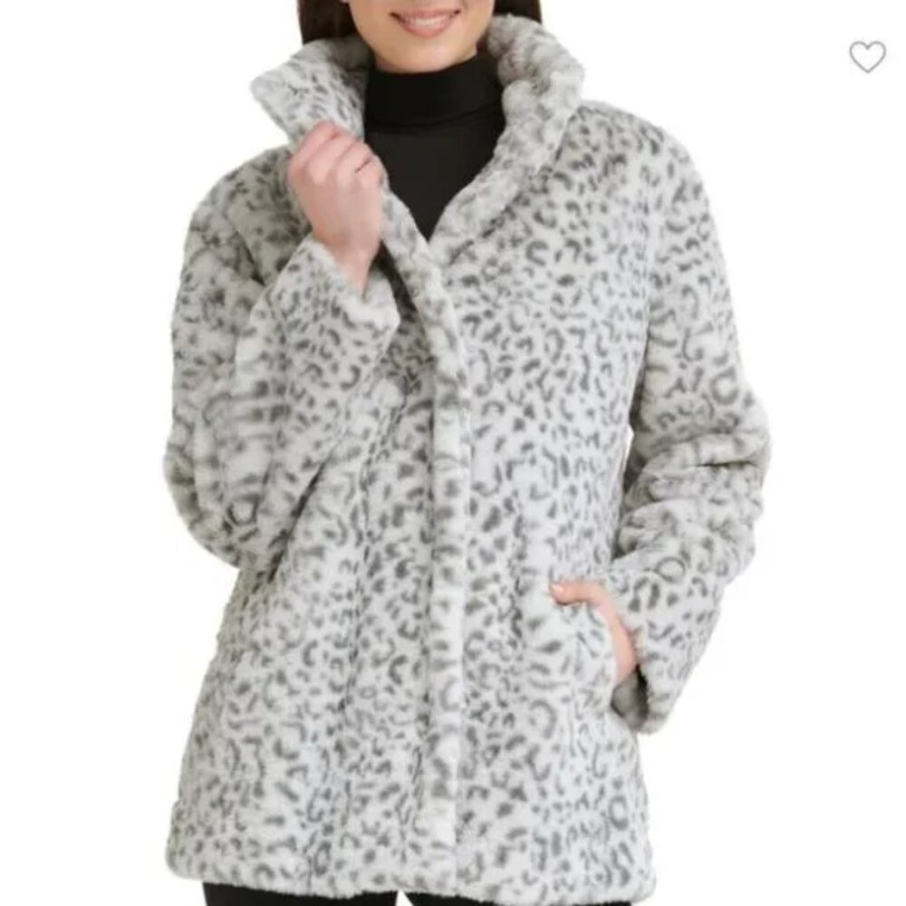 NWT Kenneth Cole New York Leopard Print Faux Fur Coat